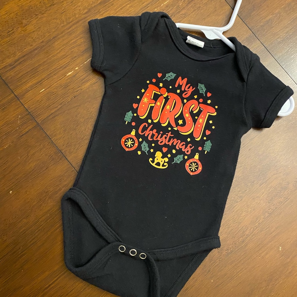 Black My First Christmas Baby Onesie